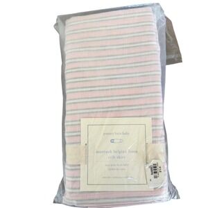 Pottery Barn Baby Montauk Belgian Linen Crib Skirt Pink White Striped 9448883